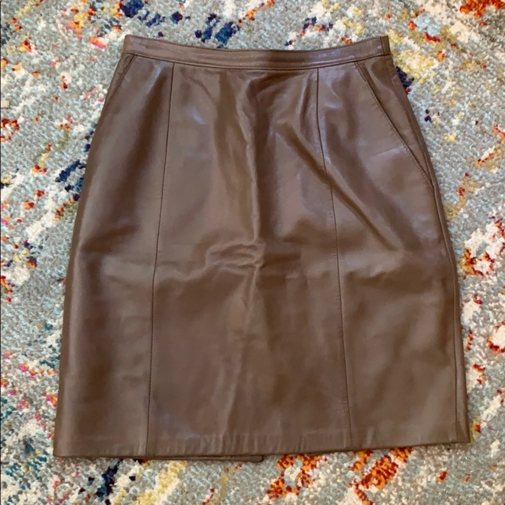 Vintage brown leather skirt